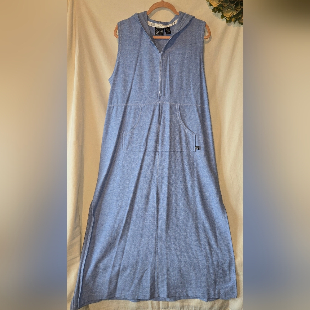 Charles Good Night Blue Hooded Muu Muu Swim Cover Size Large